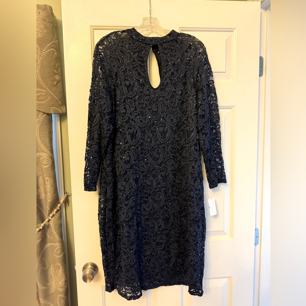 🆕 MARINA Sequined Navy Lace Dress